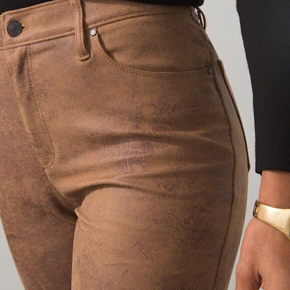 Chicos Brown Faux-Suede 5-Pocket Slim Pants. Size 16R (3). Washable. NWT - Picture 3 of 10